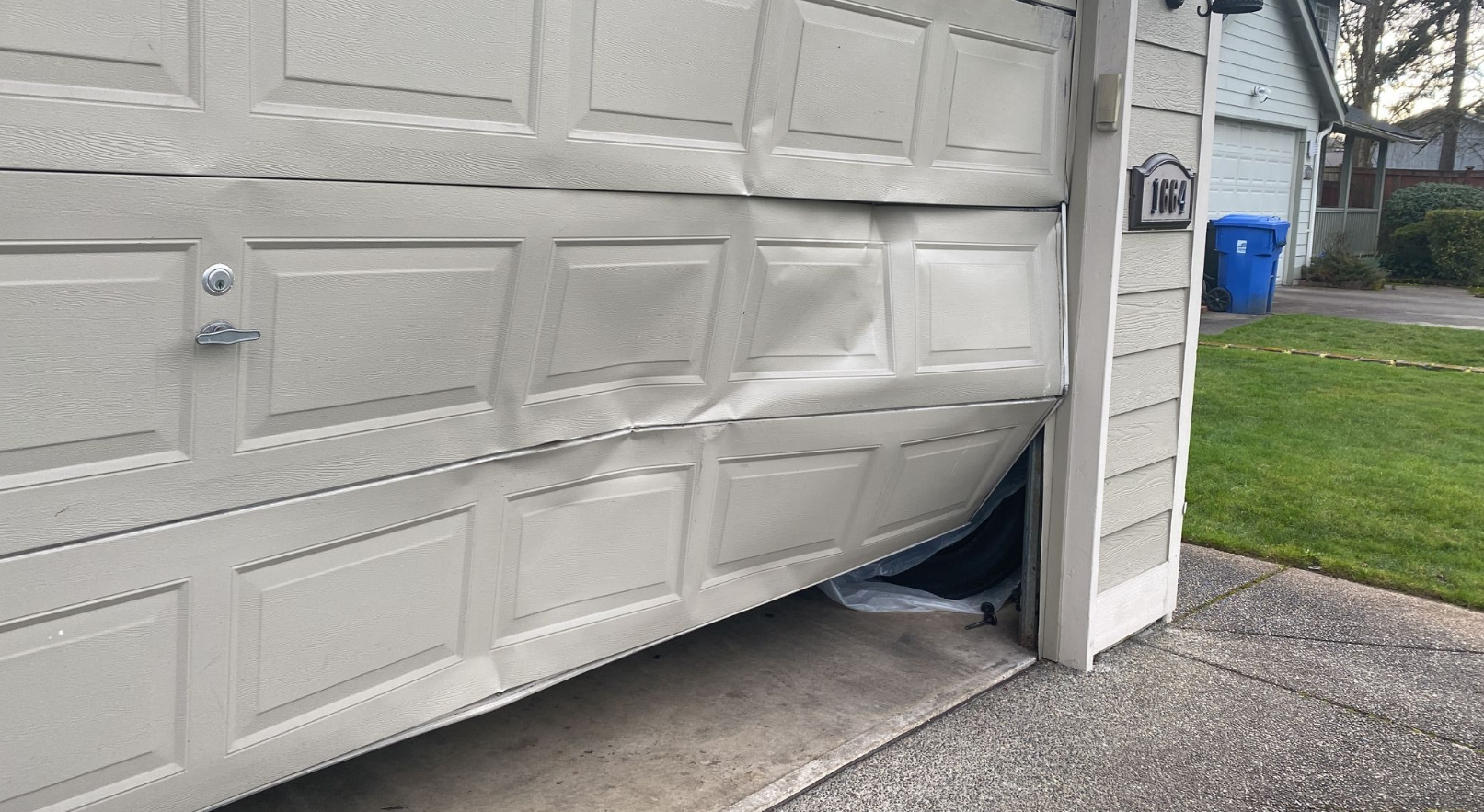 garage door section need to be replace.