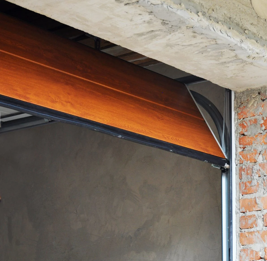 a photo of tracks of a garage door.